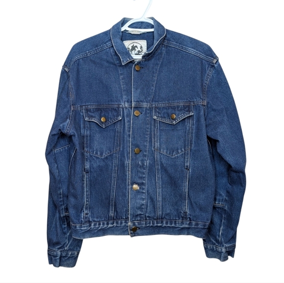 Vintage Saddlery Western Short Denim Button Down Jean Jacket Mens Small - Picture 2 of 13